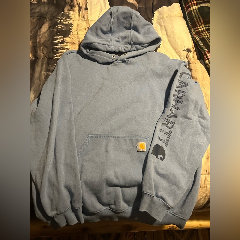 Men’s Carhartt used hoodie size X-Large blue in color